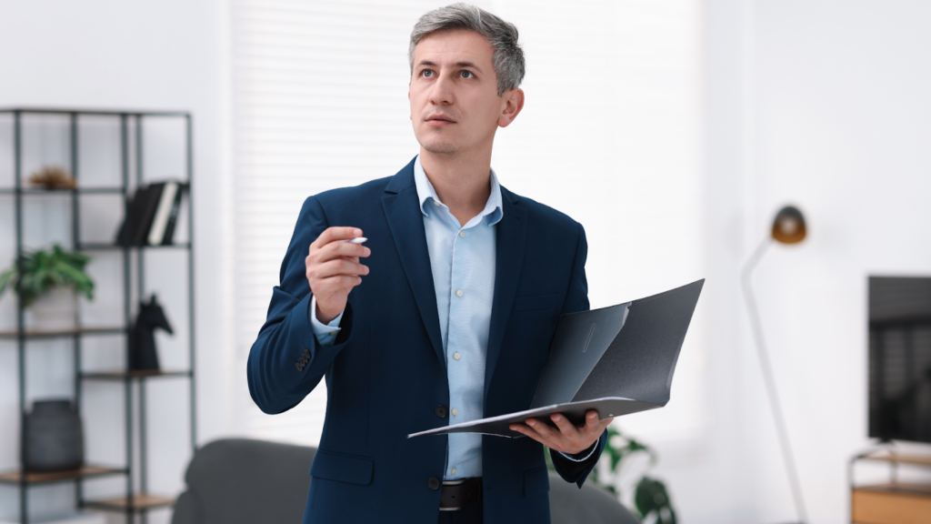 Inspector conducting property valuation