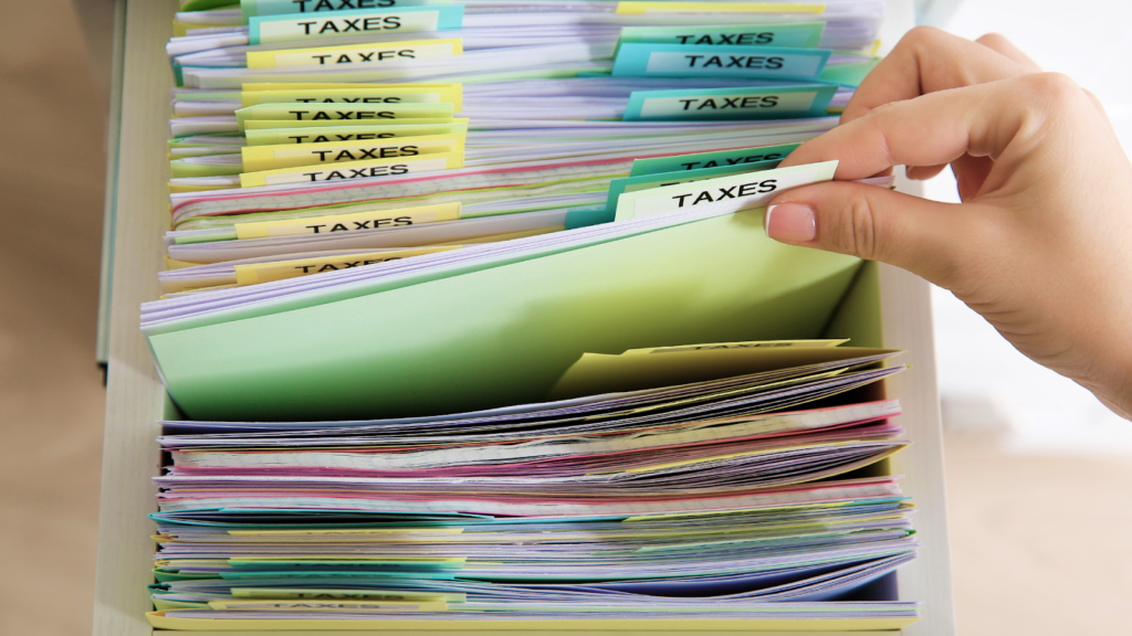 Homeowner keeping her tax documents organized