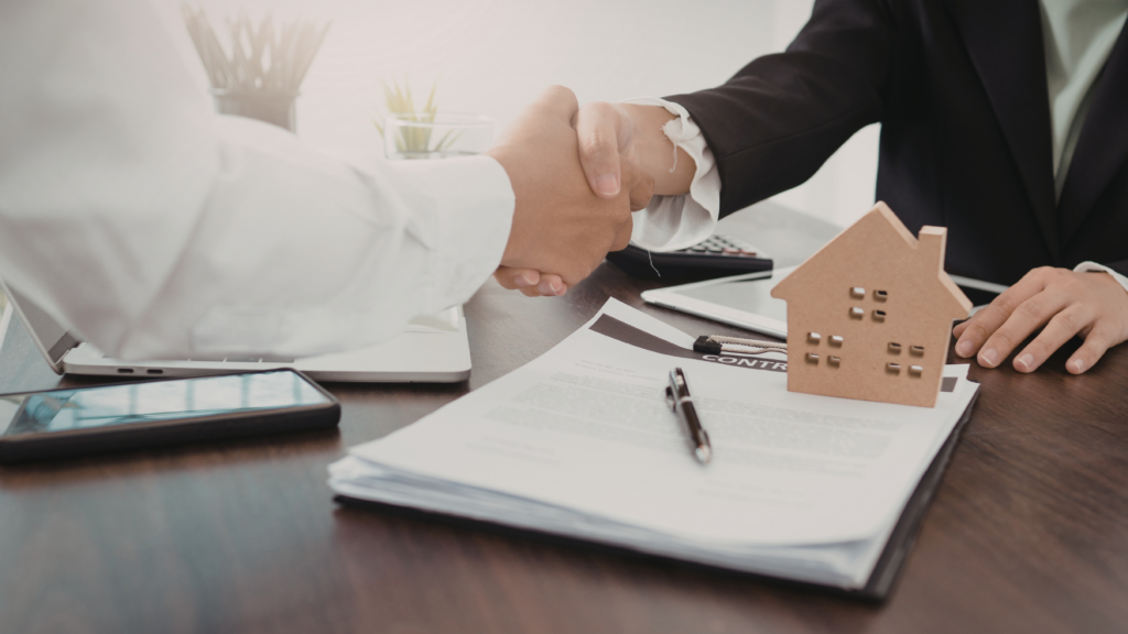 Cook County homeowner signing property agreement with legal tax representative