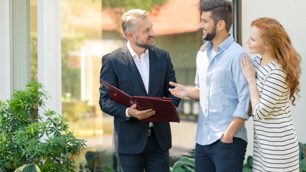 Expert property tax representative discussing assessment reduction with homeowners